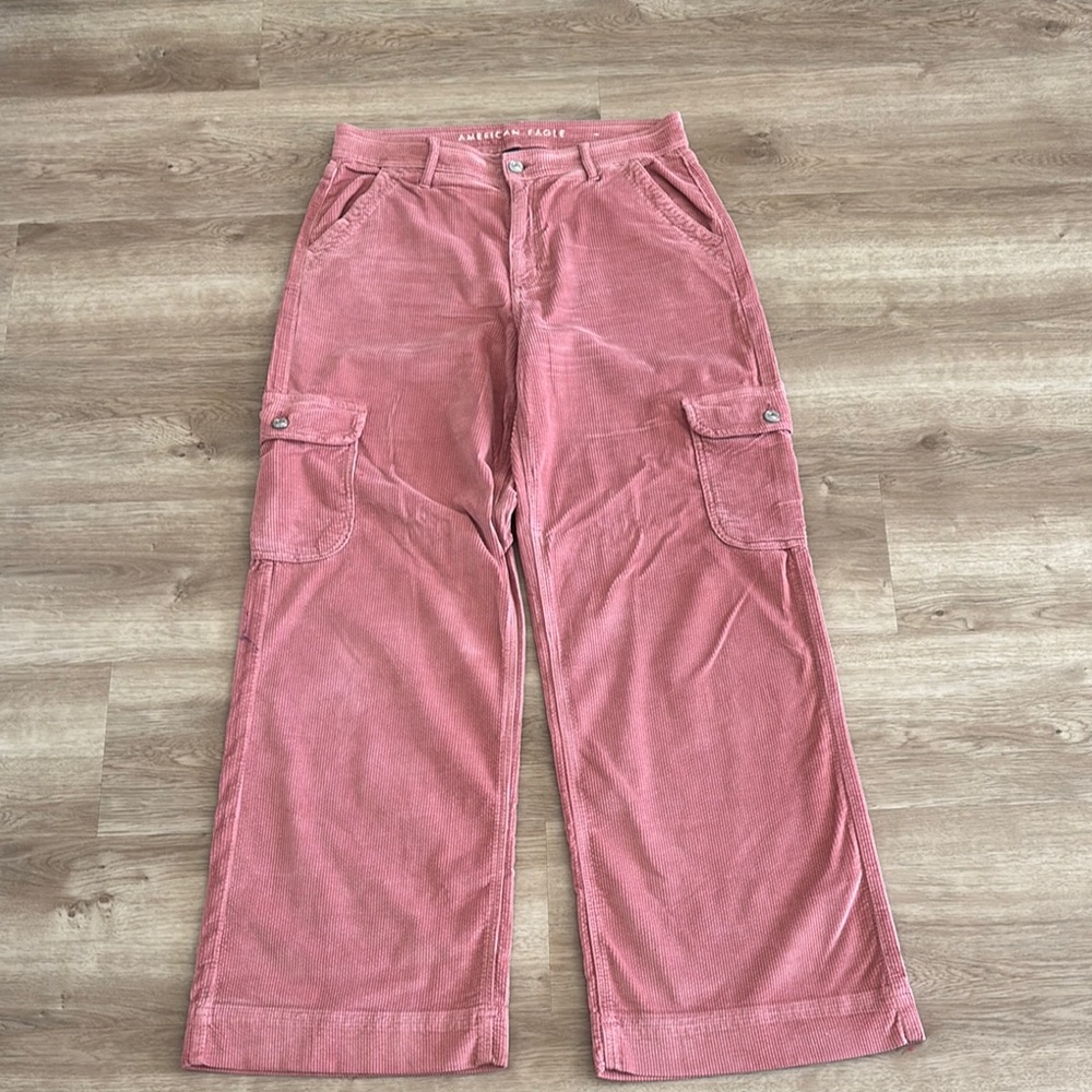 AE Pink Corduroy Cargo Pants